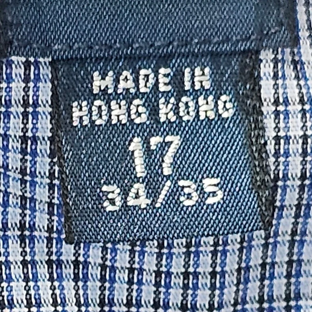 Ralph Lauren Button Down Shirt Mens 17 34/35 Blue Yarmouth Micro Check Cotton - Picture 3 of 10